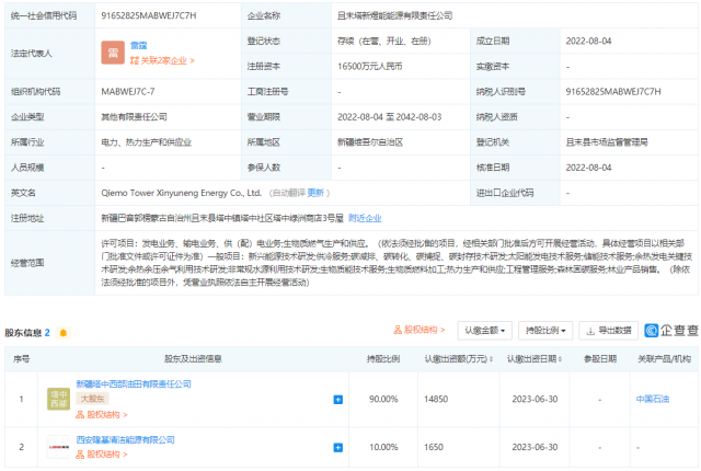 中國石油、隆基投資成立能源公司