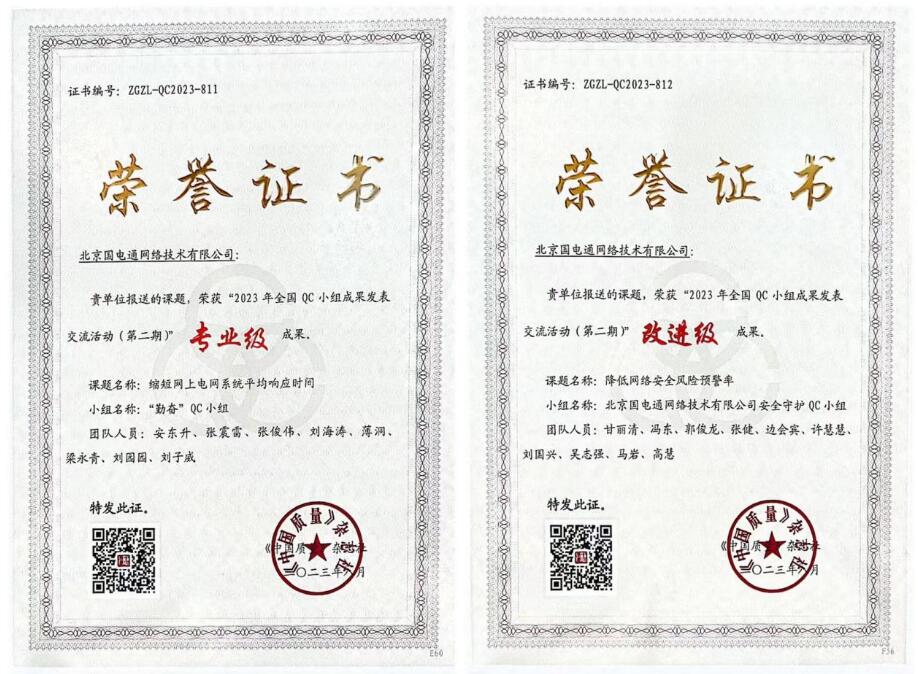 國網(wǎng)信通產(chǎn)業(yè)集團(tuán)國電通兩項(xiàng)QC成果分獲2023年全國QC小組成果二、三等獎(jiǎng)