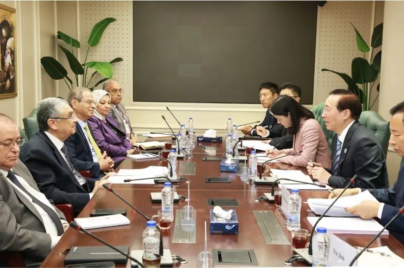 國家電網(wǎng)董事長辛保安與埃及電力部部長沙赫爾、中國駐埃及大使廖力強(qiáng)會談
